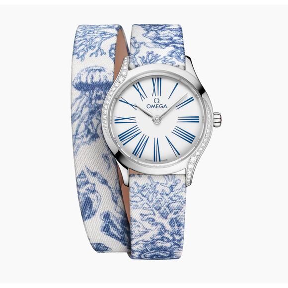 Omega Accessories - Omega DE VILLE MINI TRÉSOR Women's Diamond Watch 26 MM, Steel on Toile De Jouy